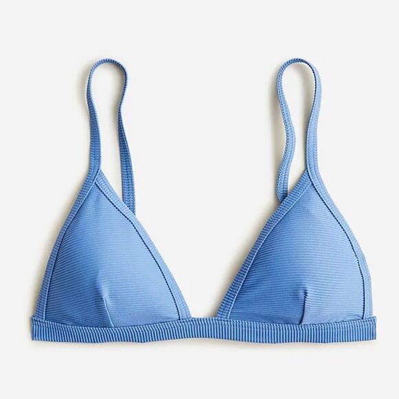 J Crew Ribbed Triangle‎ Bikini Top Womens 3X Blue - Picture 1 of 6